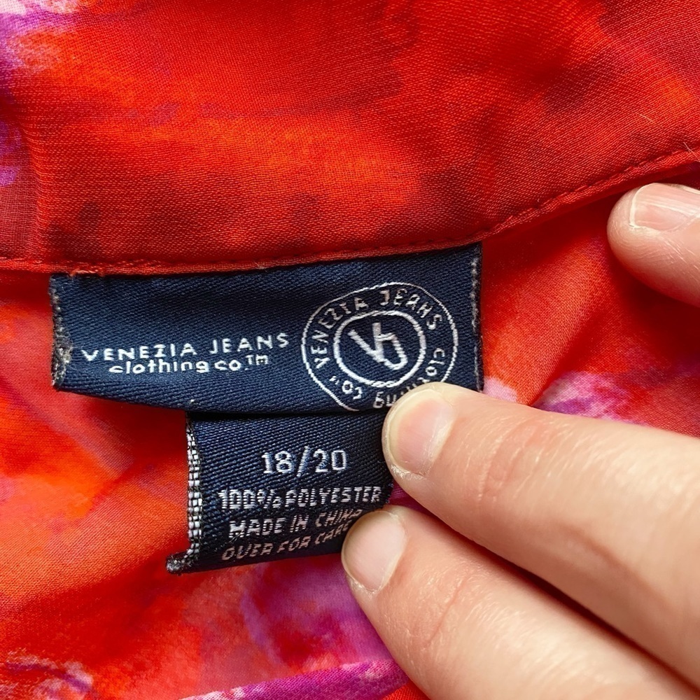 Venezia Jeans Red & Purple Abstract Semi Sheer Long Sleeve Blouse - Picture 5 of 11